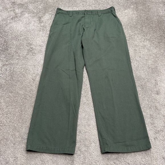 RVCA Dagger Chino Pants Mens 34x29.5 Khaki Green Straight Leg Flat Front Casual - Picture 1 of 16